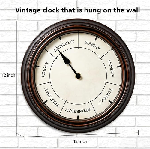 12-Inch Day of Week Wall Clock, Decorative Retirement Clock Gift - Image 2