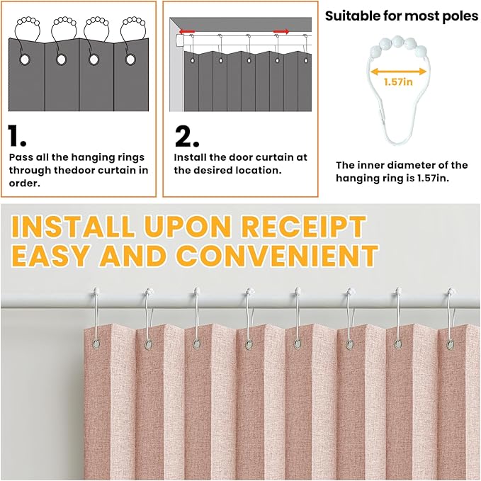 AJAZZ 100% Blackout Accordion Doors Interior Magnetic Door Curtain Pleated Door - Image 6