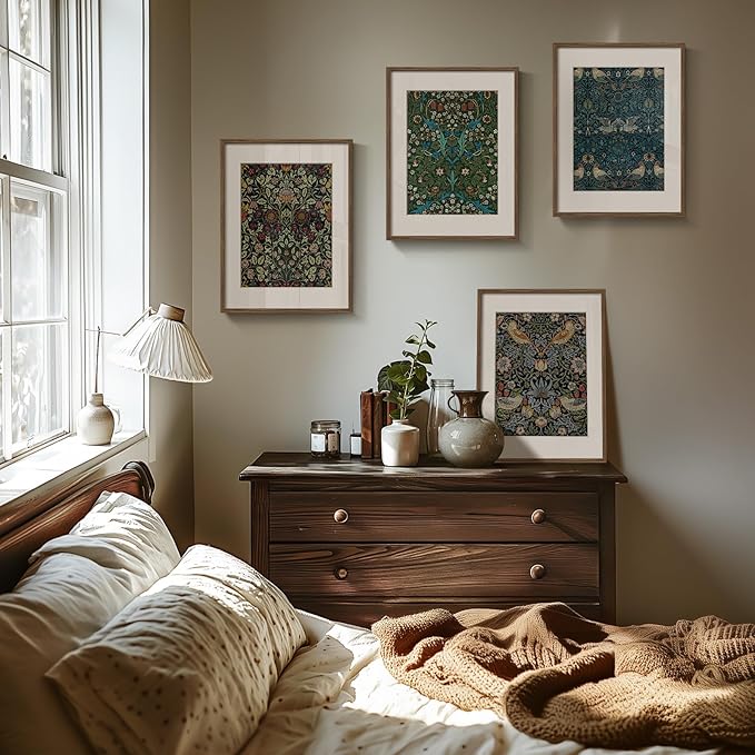 Framed William Morris Wall Art Set of 4, Vintage Botanical Floral Bird Prints - Image 2