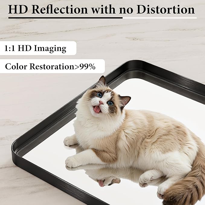 60x36 Inch Bathroom Mirror for Wall, Matte Black Metal Framed Bathroom Vanity - Image 2
