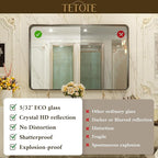 TETOTE 60 x 36 Inch Bathroom Mirror, Matte Black Metal Frame Modern Farmhouse - Image 3