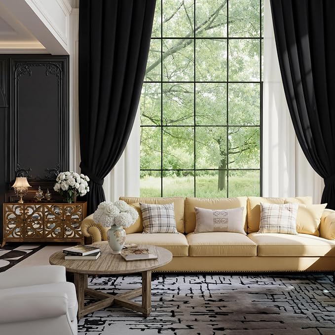 NICETOWN Black 192 inch Long Velvet Curtains - Image 2
