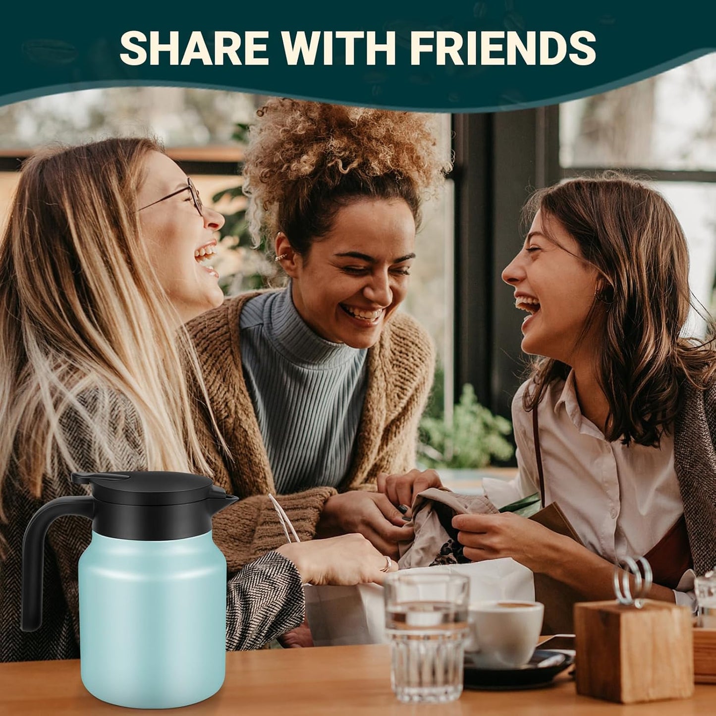 34Oz Thermal Coffee Carafes For Keeping Hot/Cold, Stainless Steel Coffee Carafe, Dustproof Insulated Water Carafe for Party/Home,Blue