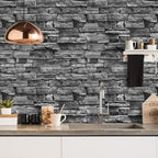 Jeweluck Grey Brick Wallpaper Peel and Stick Wallpaper 17.7inch×118.1inch Faux - Image 3