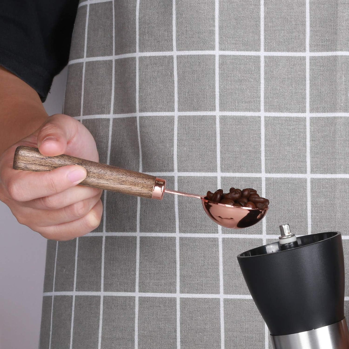 KKC HOME ACCENTS Coffee Scoop for Ground Coffee 1 Tablespoon,Tea Scoop for Loose Tea,Wood Long Handle Coffee Bean Scoop, Long Handle Coffee Measuring Spoon,Gold,1 tbsp,6.7 inch