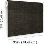 York Wallcoverings Natural Sisal Black Peel and Stick Grasscloth Wallpaper - Image 6