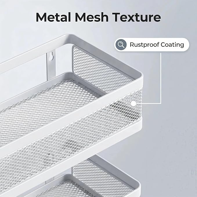 PUSDON Mesh Shower Caddy Wall Mount, Heavy Duty Adhesive Bathroom Shelf - Image 9