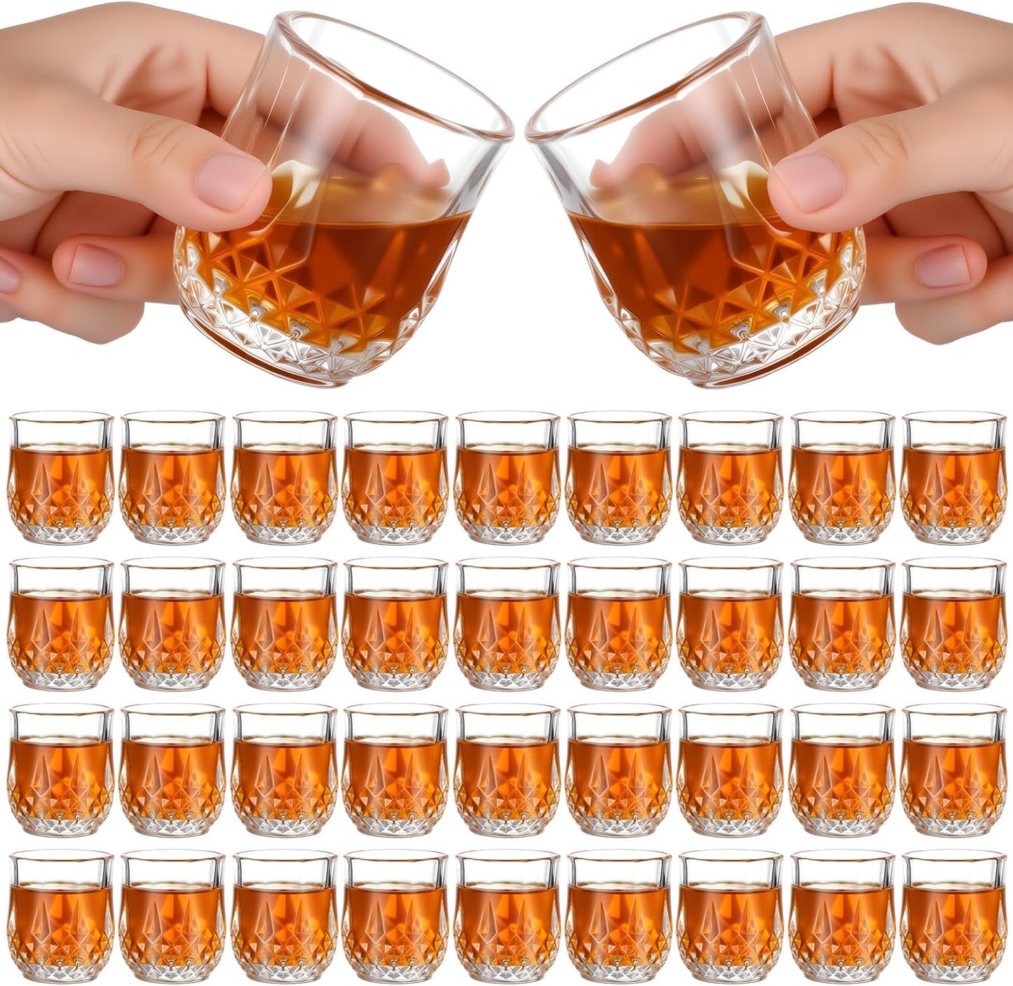 Meanplan 2.7oz Mini Shot Glasses Set Tasting Glasses Heavy Base Clear Shot Cup Cute Cordial Mini Wine Cups for Serving Whiskey, Wine, Juice (36 Pieces)