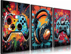 PPV 3Pcs Cool Gaming Wall Art Retro Video Gamer watercolor Posters Pictures by PPV