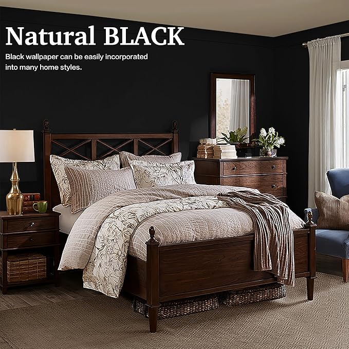 Dimoon 394''x17.7'' Black Peel and Stick Wallpaper Contact Paper Modern Self - Image 6