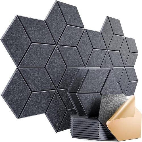 12 Pack Self-Adhesive Acoustic Panels 12" X 10" X 0.4" by Dailycooper