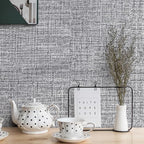 Grey Grasscloth Peel and Stick Wallpaper 17.3"x120" Faux Linen Textured Contact - Image 3