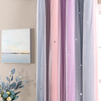XiDi Curtains for Bedroom Decor, Rainbow GreyPinkPu-52-96 - Image 3