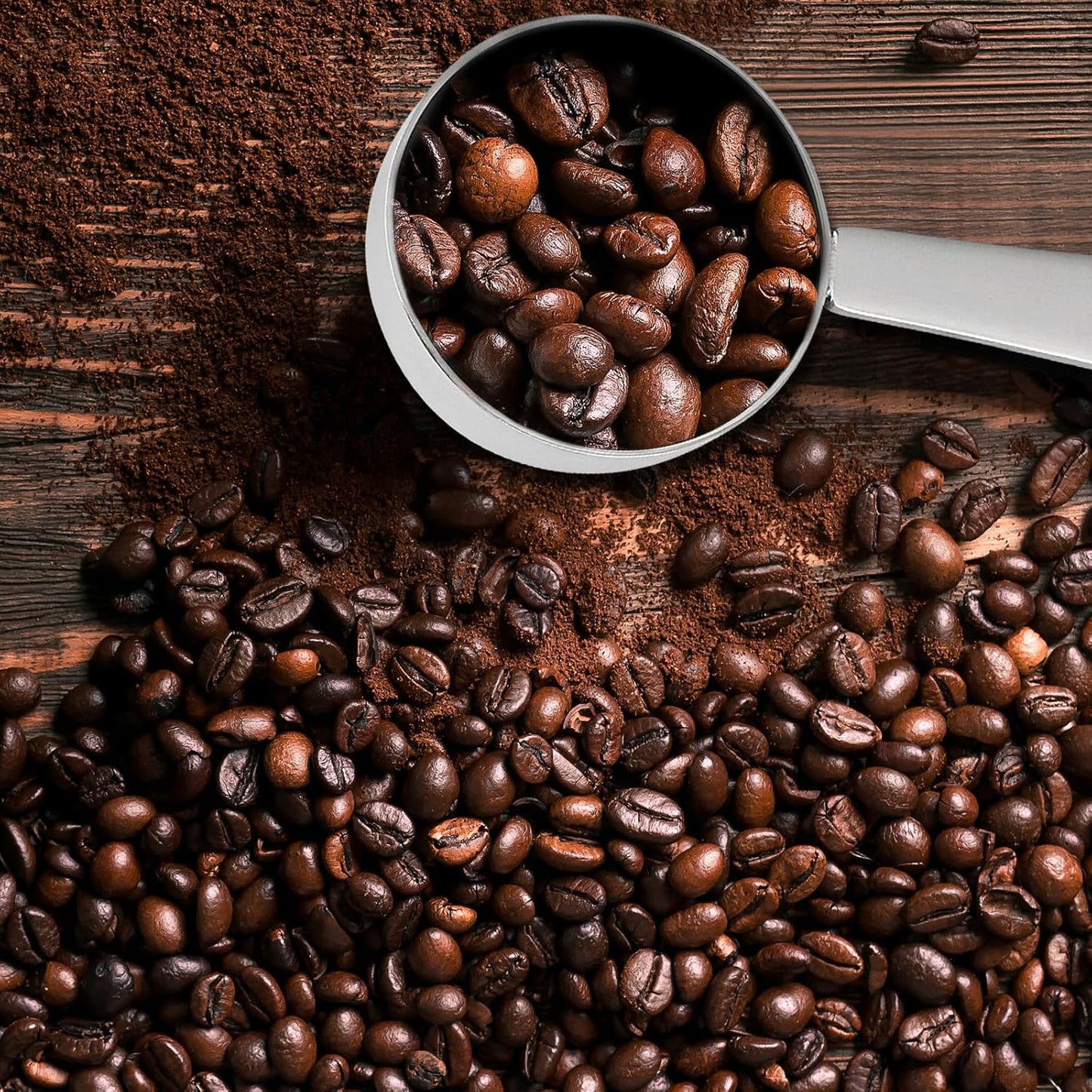 DFD 2-Inch-1 Coffee Scoops, 304 Stainless Steel Tablespoon Measure Spoon with Pressed Bottom for Coffee Bean Press Coffee Grinding Pressing（Silver15 ml）