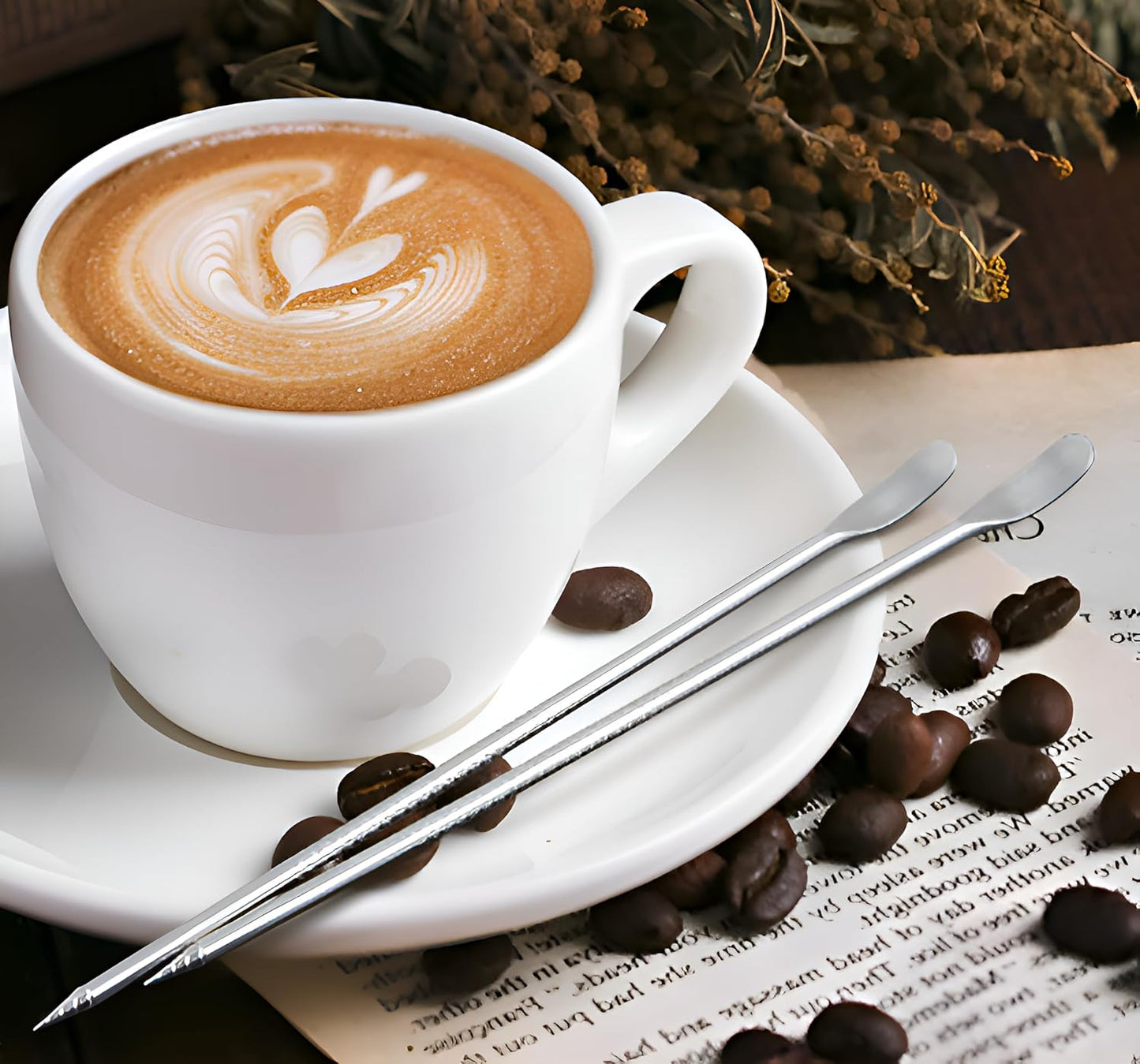 2pcs Stainless Steel Coffee Art Pen - Dual-Ended Latte Art Pen for Creative Coffee Designs