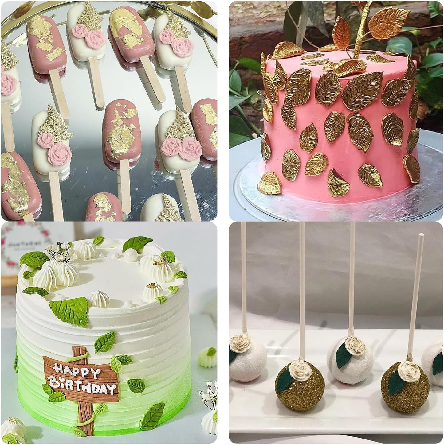 Rose Flower Fondant Molds, Flower and Leaves Silicone Molds, Cake Decoration Chocolate Molds for Cupcake Topper Candy Cookie Clay Crafting Projects Set Of 2