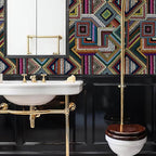 Retro Textured Peel and Stick Wallpaper Geometric Patchwork color Mosaic - Image 2