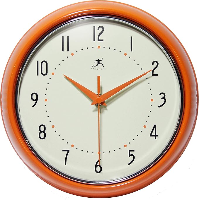 Infinity Instruments LTD. Retro 9 inch Silent Sweep Non-Ticking Mid Century by InfinityInstruments