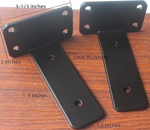12 Pack - 5 inch Black Hidden L Shelf Bracket Iron Floating Shelf Brackets - Image 2