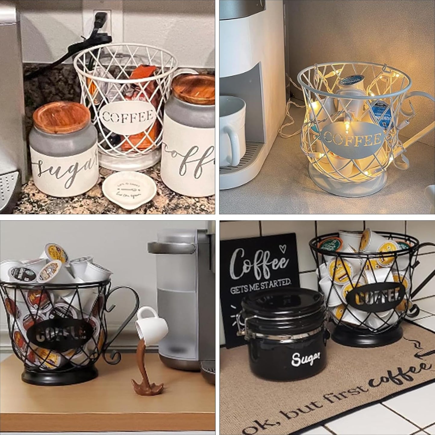 TreeLen Coffee Pod Capsule Storage Holder for 35 K Cups Capacity K Cup Holder K Cup Organizer for Counter Coffee Bar and Coffee Table - White