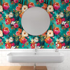 BOKEBEVE Watercolour Floral Peel and Stick Wallpaper Boho Vibrant Contact Paper - Image 4