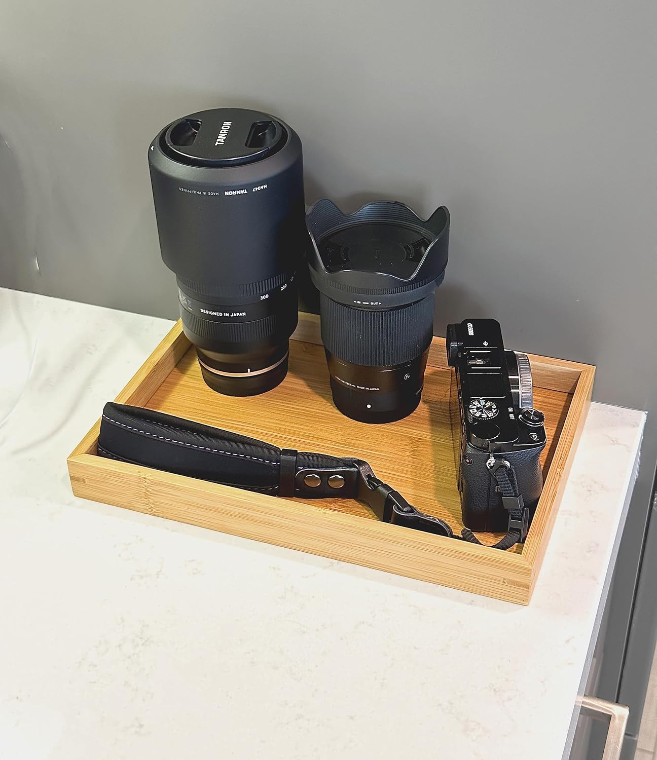 Bam & Boo (4-Pack) Natural Bamboo Rectangle Serving & Vanity Tray - for Kitchen, Bathroom, Countertop, Coffee Table (11" x 7.5" x 1.2")