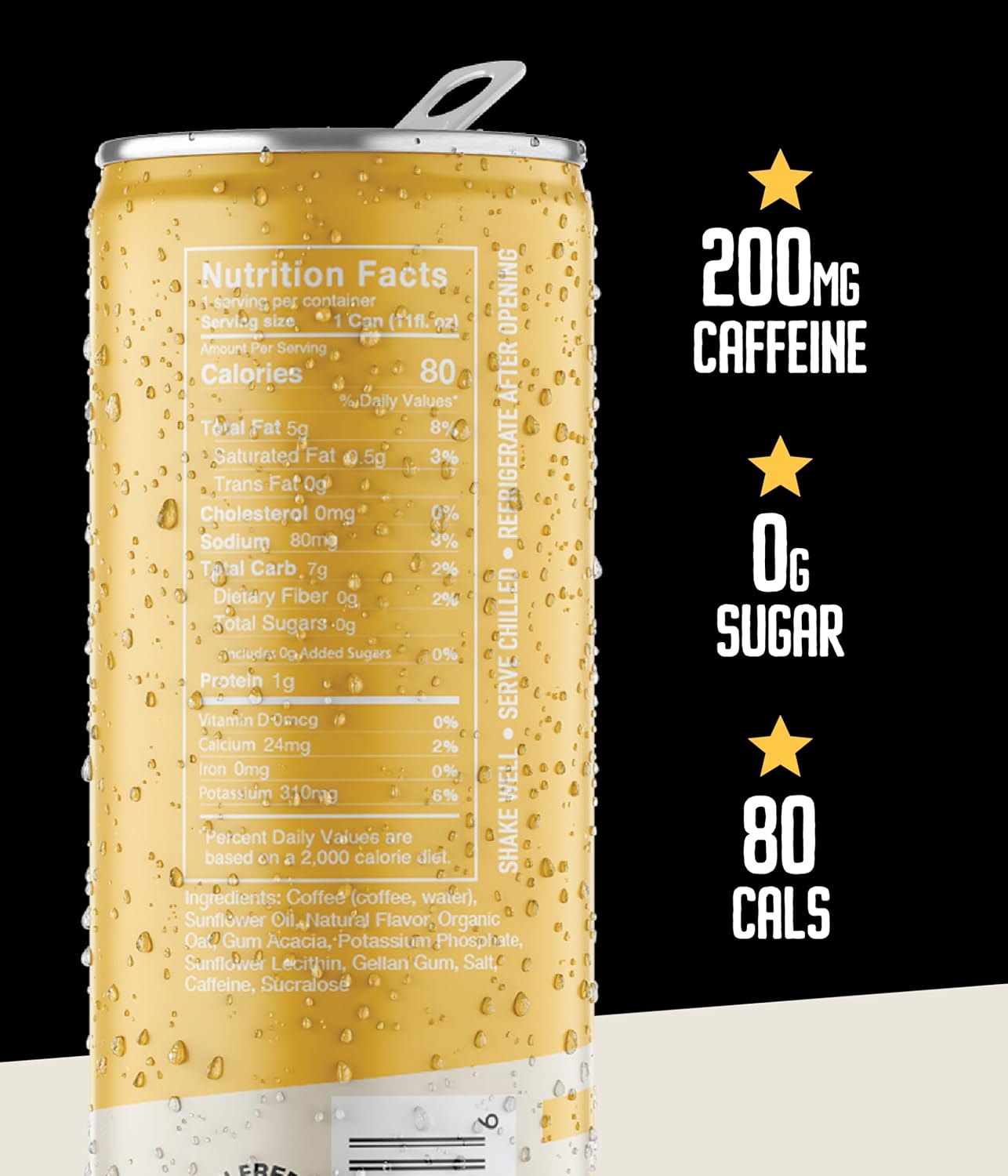 Loco Coffee Vanilla Latte 11 Ounce Can, 12 Count | Zero Sugar, 200mg Caffeine | Gluten Free and Dairy Free | Low Calorie Iced Coffee