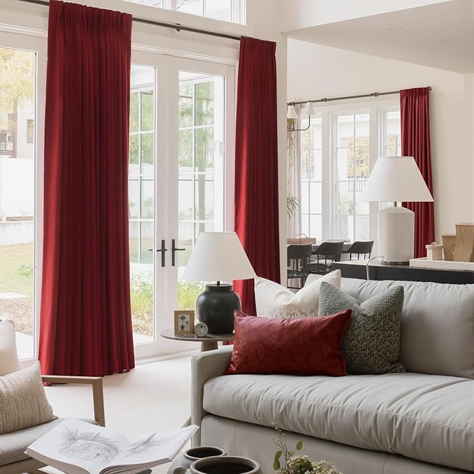 NICETOWN Christmas Red Velvet Curtains 96 inches Long - Image 2