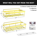 Moforoco Shower Caddy Shelf Organizer Rack, Self Adhesive Black Bathroom - Image 7