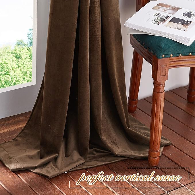 NICETOWN Brown Velvet Room Darkening Curtains, Home Decor Light Blocking - Image 7