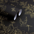 Froluya Black and Gold Wallpaper Peel and Stick Wallpaper 17.7"x196.8" Vintage by Froluya