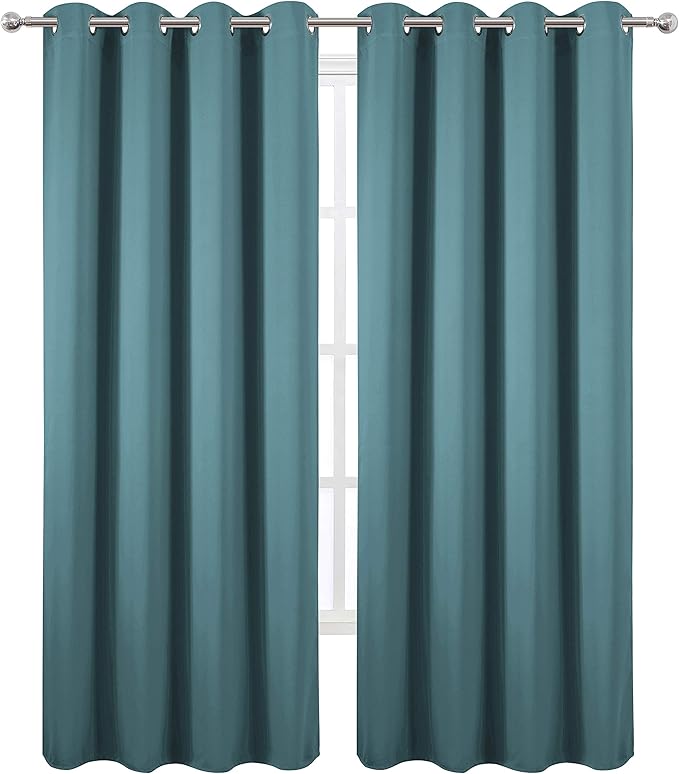 LEMOMO Sea Teal Thermal Blackout Curtains/52 x 95 Inch/Set of 2 Panels Room - Image 2
