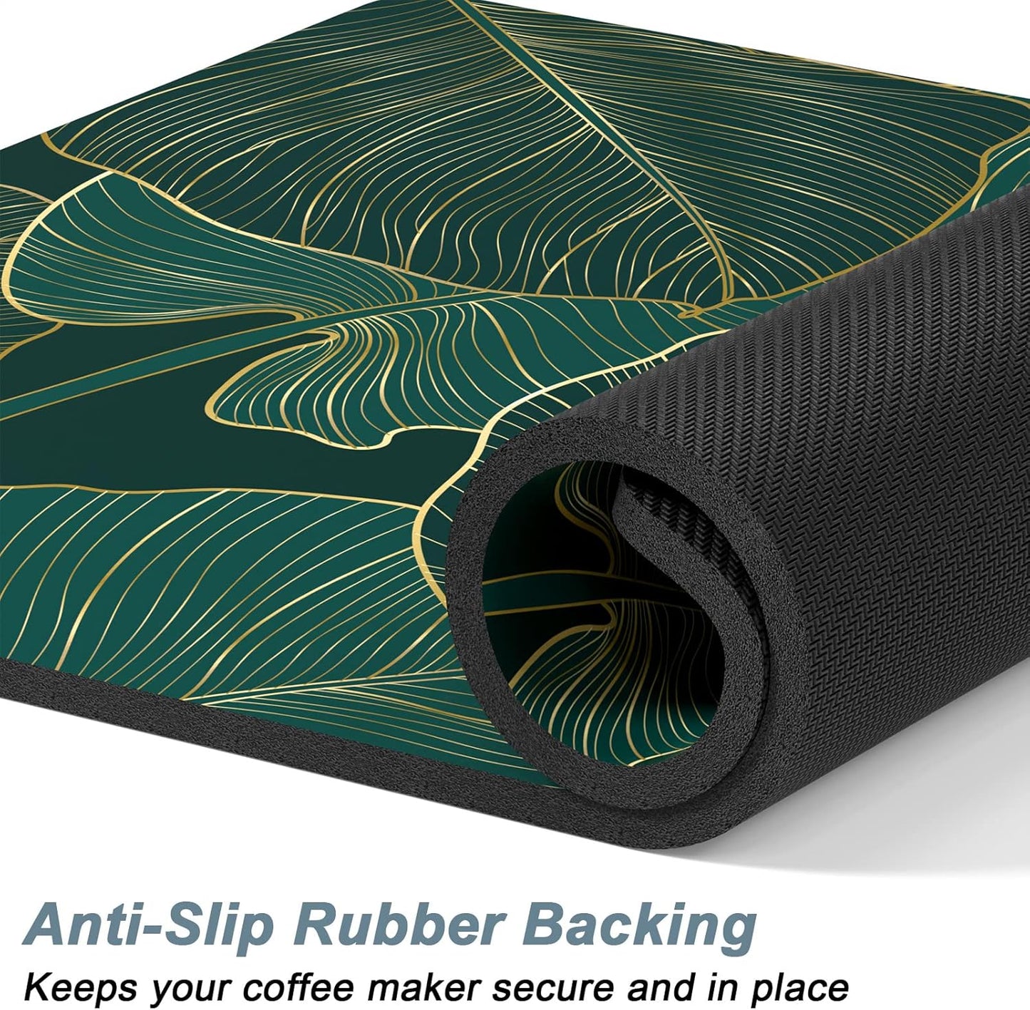 Rnivvi Coffee Mat, 16" x 24" Cute Tropical Theme Coffee Bar Mats for Espresso Machine Station Accessories and Organizer, Hide Stain Rubber Backed Absorbent Dish Drying Pad for Kitchen Counter, Palm