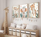 3 Pcs Safari Animals Nursery Canvas Wall Art Jungle Animals Cheetah Elephant - Image 5