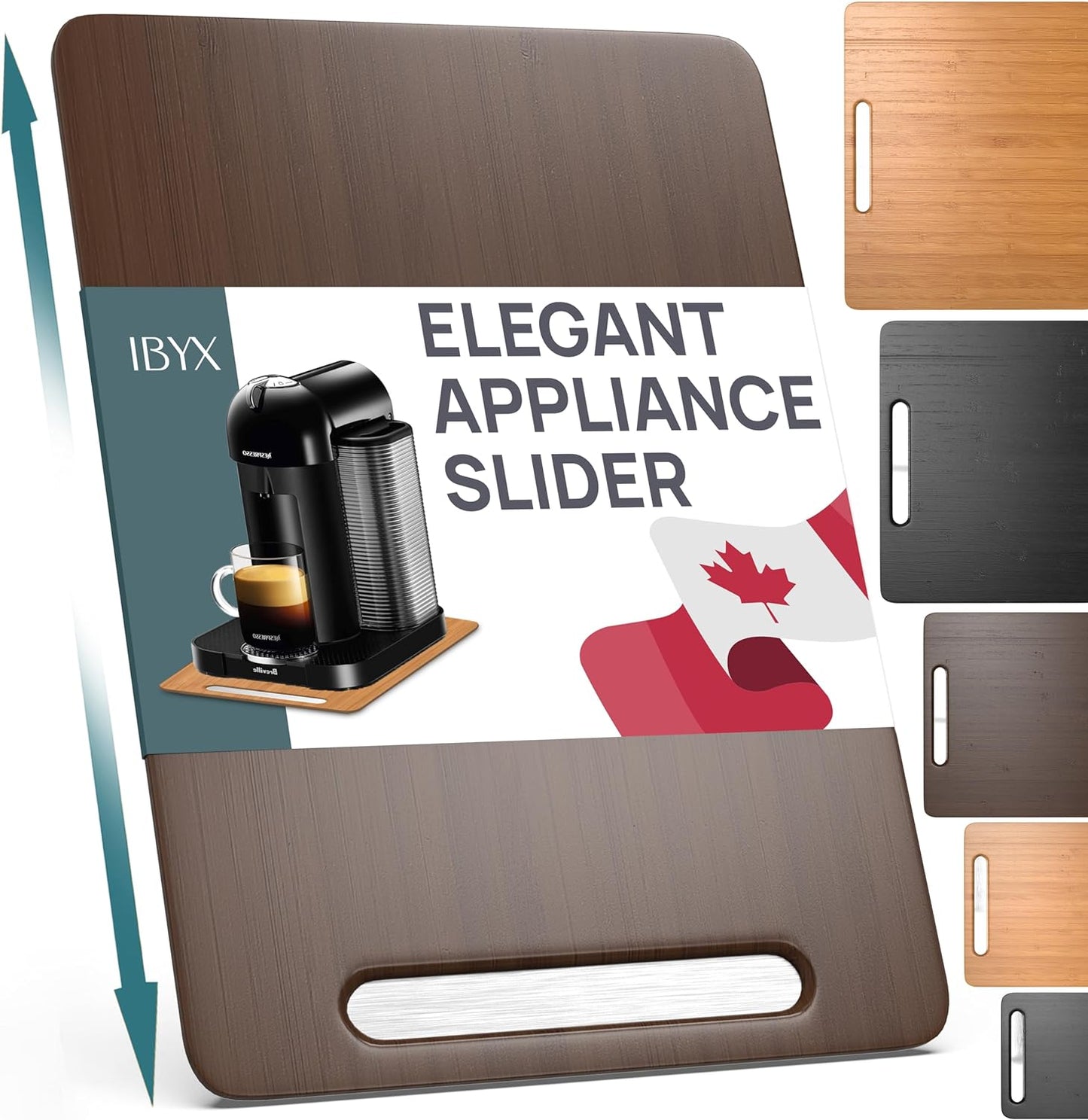 Ibyx Elegant Sliding Tray for Your Coffee Maker & Heavy Kitchen Appliances - Sturdy, Slides Easily from Under The Cabinet (Brown, 9.5”W x 14”D)