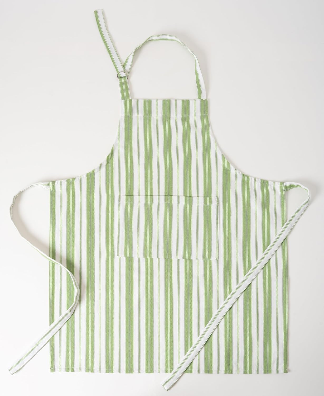 1 Oven Mitt, 1 PotHolder & 1 Kitchen Apron Set - Durable Heat Resistant Gloves - Thick Mittens for Kitchen - Suitable for Cooking, Baking, Grilling – Men & Women – Grass Green Stripes