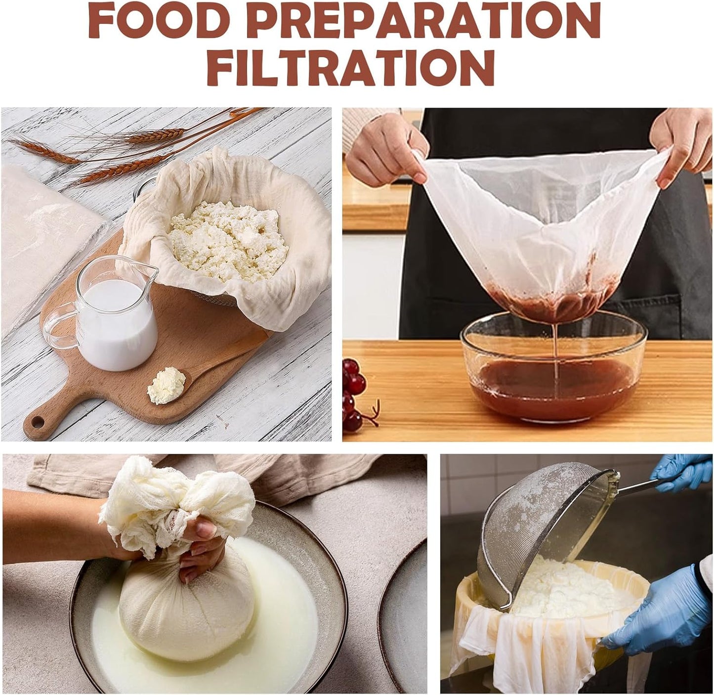 20Pcs Reusable Cheesecloth for Straining 20x20 Inch,100 Grade Cheese Cloths Hemmed Edges, 100% Unbleached Cotton Cheese Cloth,Ultra-Dense Cloth Strainer for Yogurt/Nut Milk/Baking Making 56x42 Weave