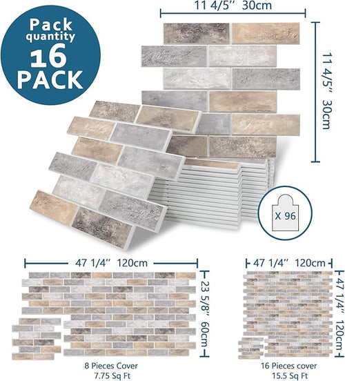 16-Pack 3D Faux Brick Acoustic Wall Panels, 11.8" x 11.8" PET Soundproof & - Image 2