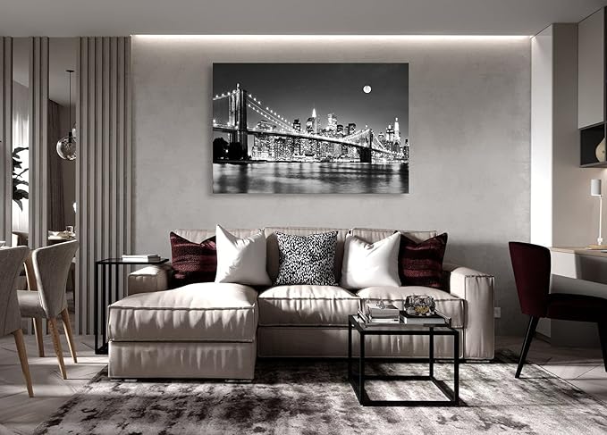 Baisuart-Q30369 Brooklyn Bridge Night View 1 Panels Landscape Artwork Canvas - Image 5