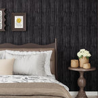 CRE8TIVE Black Grasscloth Peel and Stick Wallpaper Textured Woven Linen Fabric - Image 7