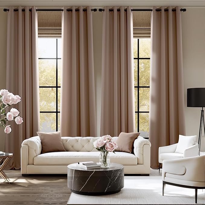 NICETOWN Room Darkening Draperies Curtains Panels, 2 Panels Cappuccino W52 x L84 - Image 8