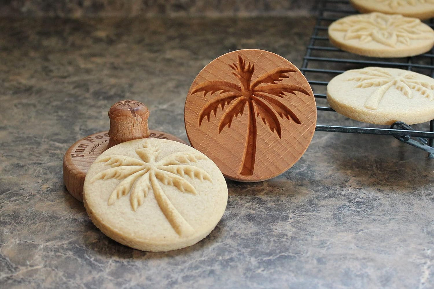 Wood Cookie Stamp, 2.5 Inch (Palm Tree CS 012)