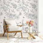 Froluya Black and Cream White Floral Wallpaper Peel and Stick Wallpaper - Image 4