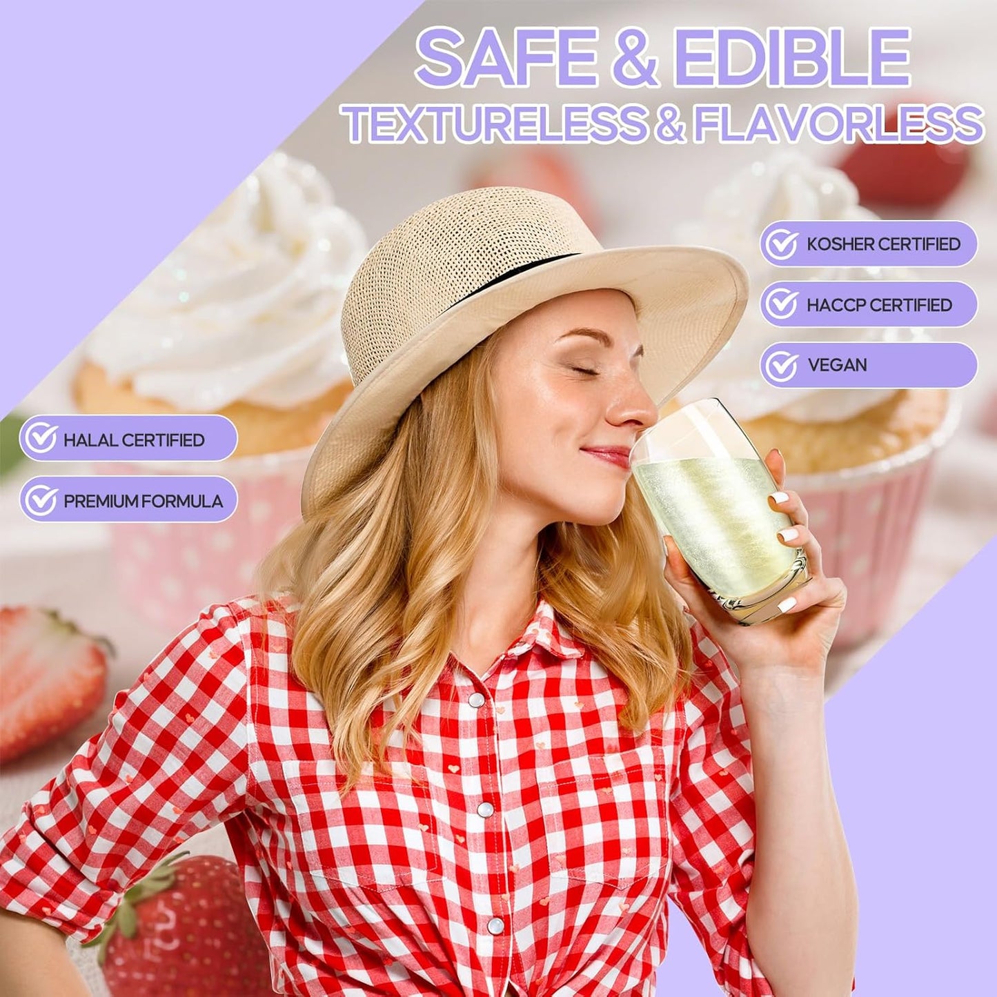 Edible Glitter Spray,2 Colors Iridescent & Iridescent Gold Food Grade Edible Glitter Set for Drink Cake Beverages,Cupcakes,Cake Pops and Cookies Decorating