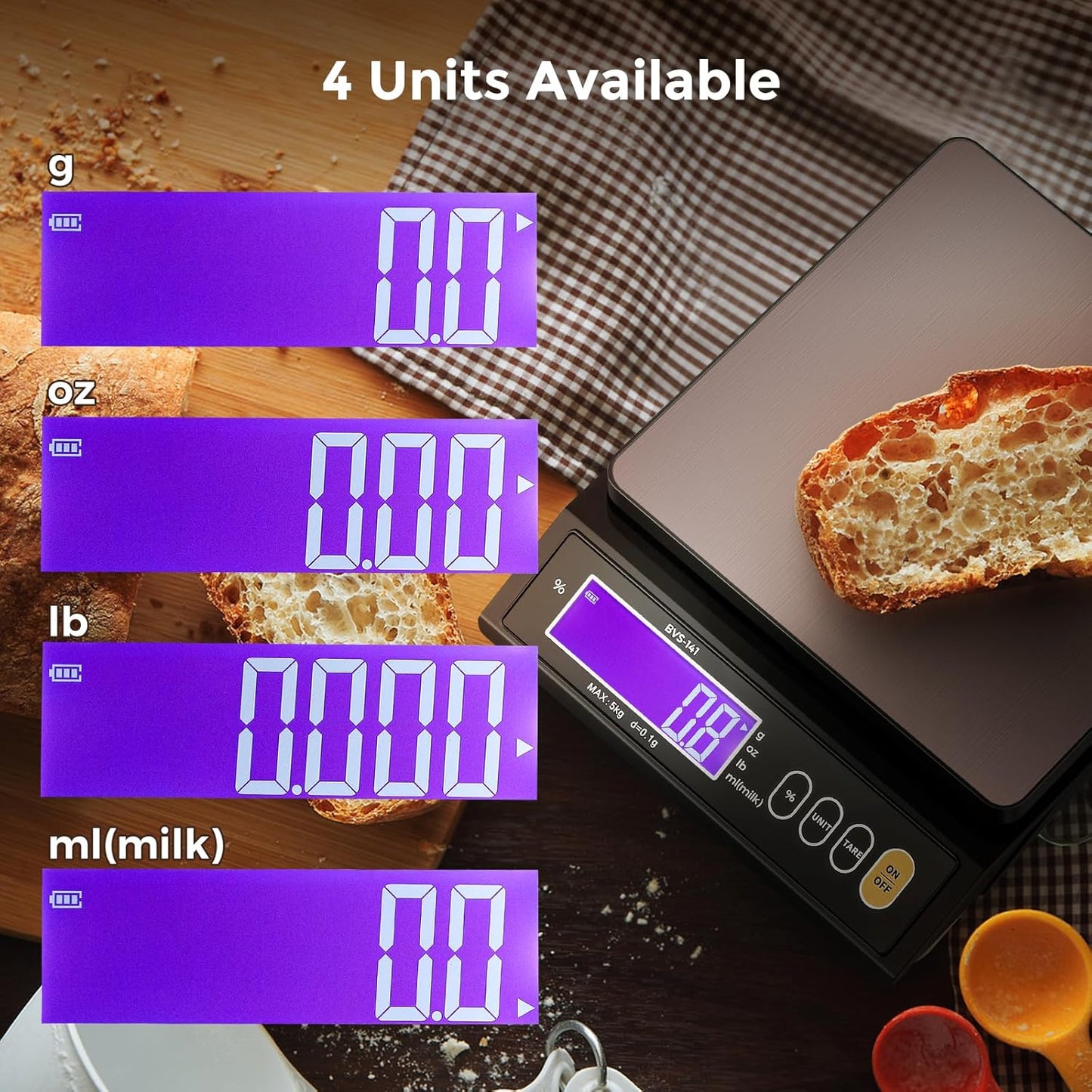 Bonvoisin Baking Scale 0.1 Gram Accuracy Digital Scale for Kitchen, Candle, Soap and Sourdough Bread Making, with Percentage Weighing Function, Weigh in Grams, Pounds and Ounces (10 lb)