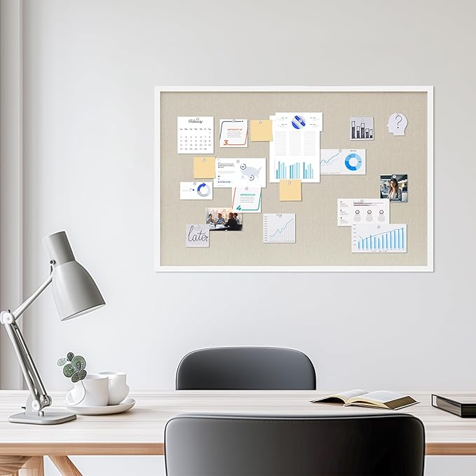 DAHAPYBOO Cork Board with Linen White 2Pack, Bulletin Board 36"x24" Hanging - Image 3