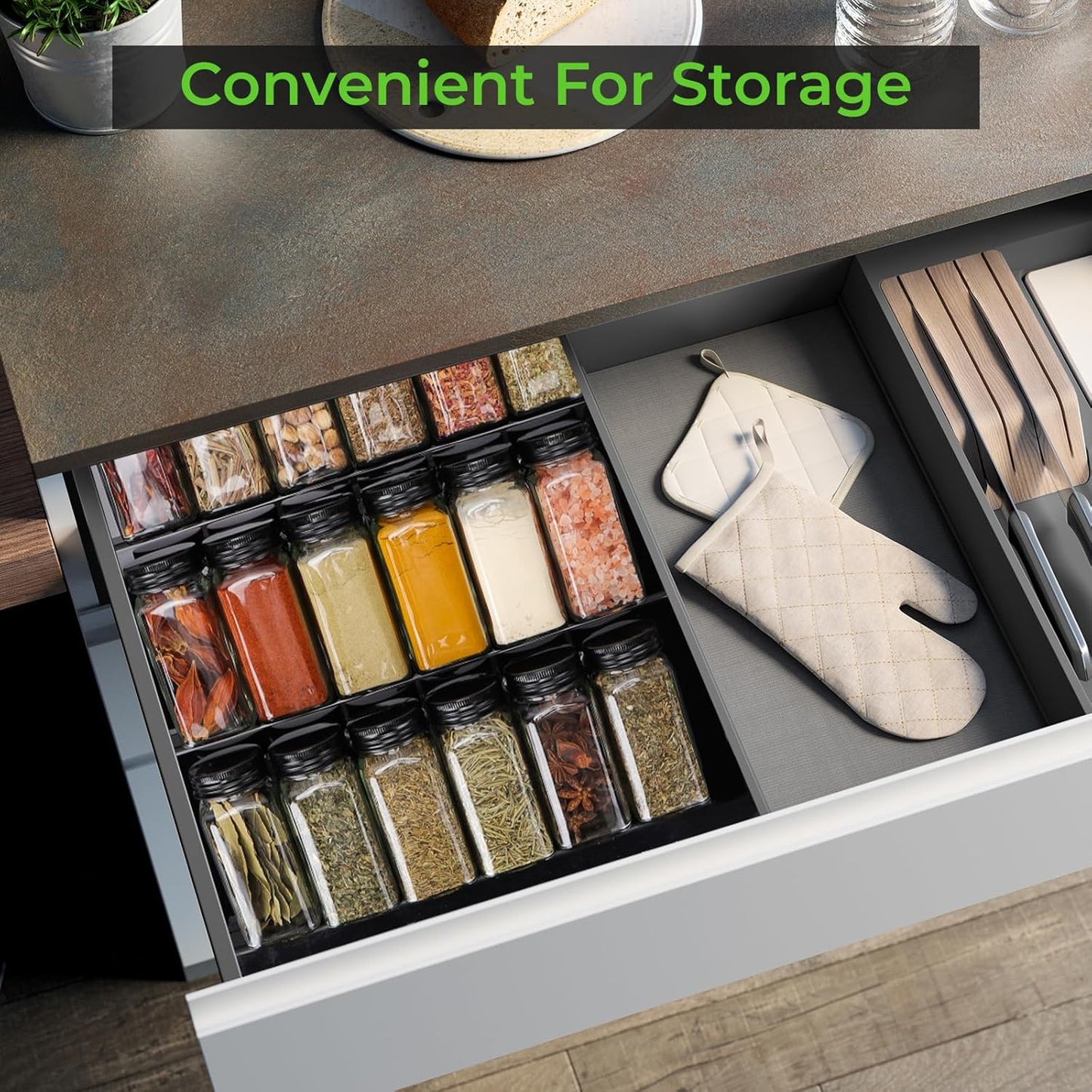 CycleMore 36 Pack 4oz Glass Spice Jars, Square Spice Containers with Black Metal Caps and Pour/Sift Shaker Lid-280pcs Labels,1pcs Silicone Collapsible Funnel and Brush Included