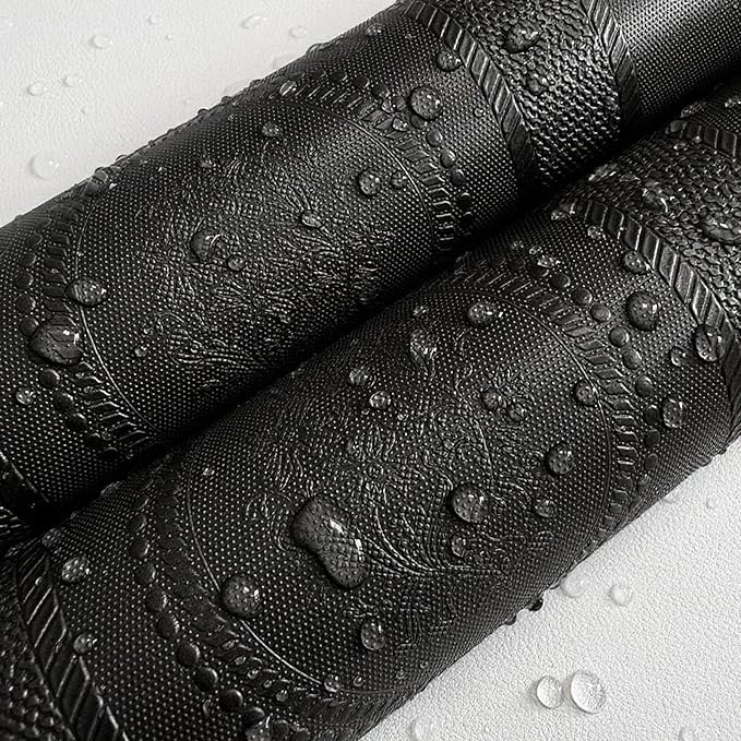 JiffDiff Wallpaper Peel and Stick Textured, 3D Black Embossed Wall Paper Stick - Image 5