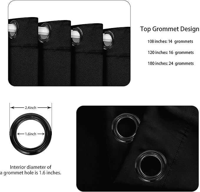 BONZER Room Divider Curtain Grommet Thermal Insulated Wide Blackout Curtains - Image 3