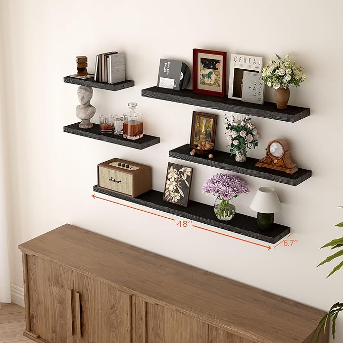 BGMG Wood Floating Shelves 48 inch, Wide Rustic Wooden Wall Shelves - Image 2